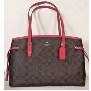 NWT💋 COACH 💋DRAWSTRING CARRYALL BAG BROWN ROUGE